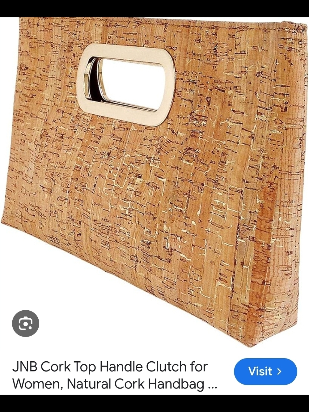 Natural Cork Top-Handle Clutch — Tan